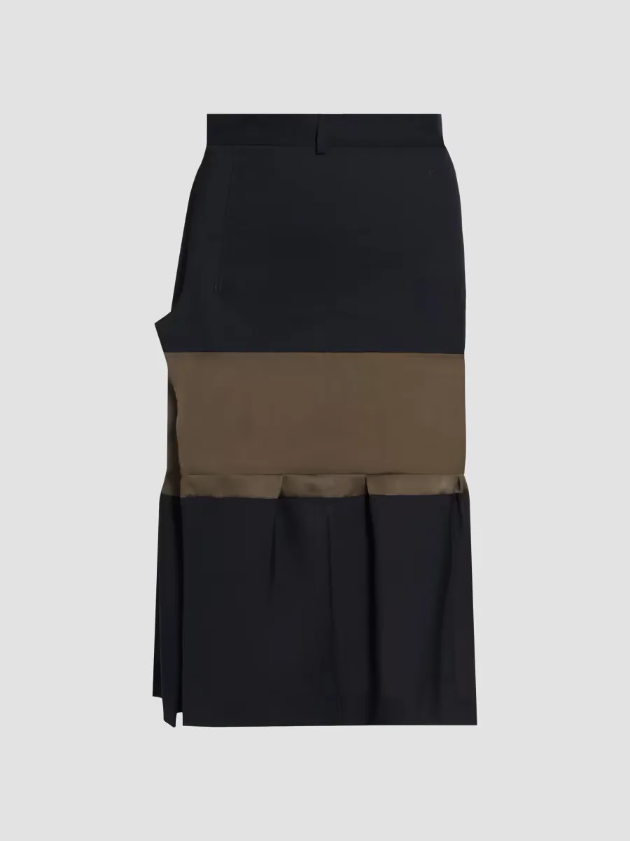 Mixed-Media Wool-Mesh Midi-Skirt
