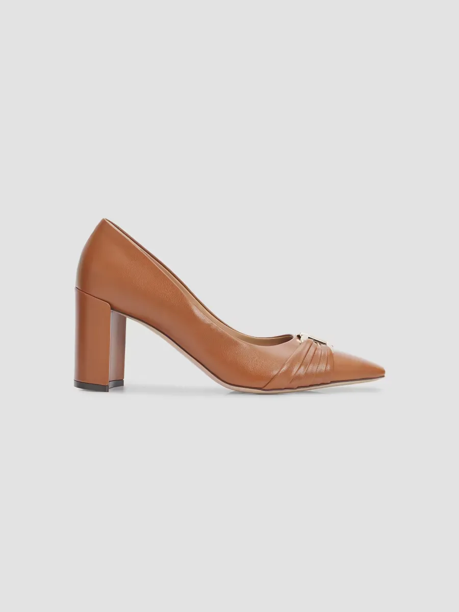 Tillya Gancini Toe 70MM Leather Bock Heel Pumps