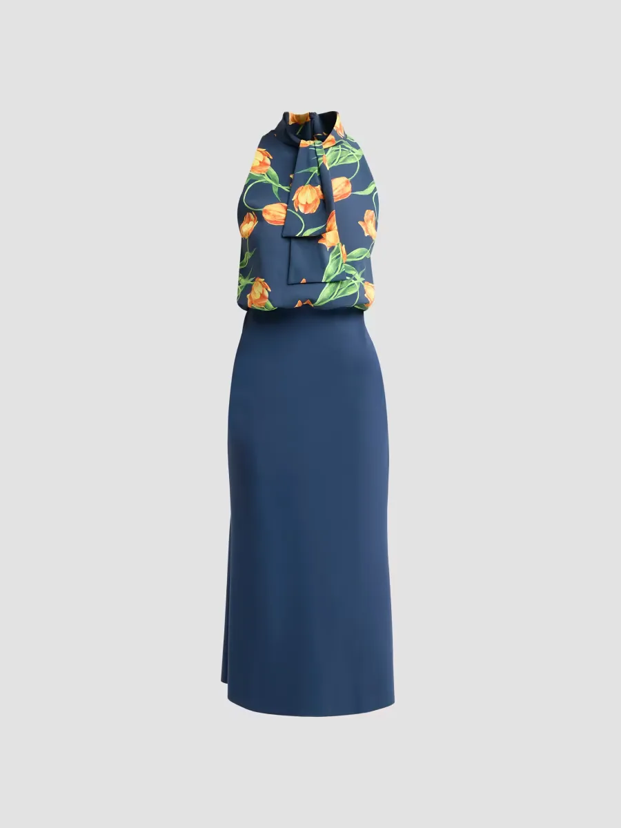 Silke Floral Drape Midi Dress by Chiara Boni La Petite Robe