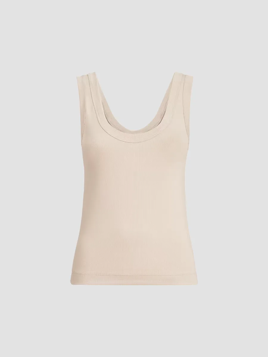 Stretch Cotton Ribbed Jersey Top with Monili