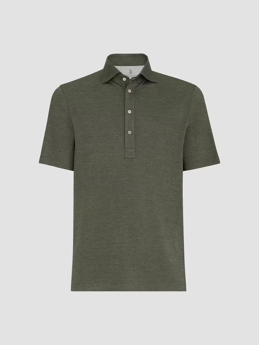 Virgin Wool, Silk and Cotton Piqu Polo Shirt