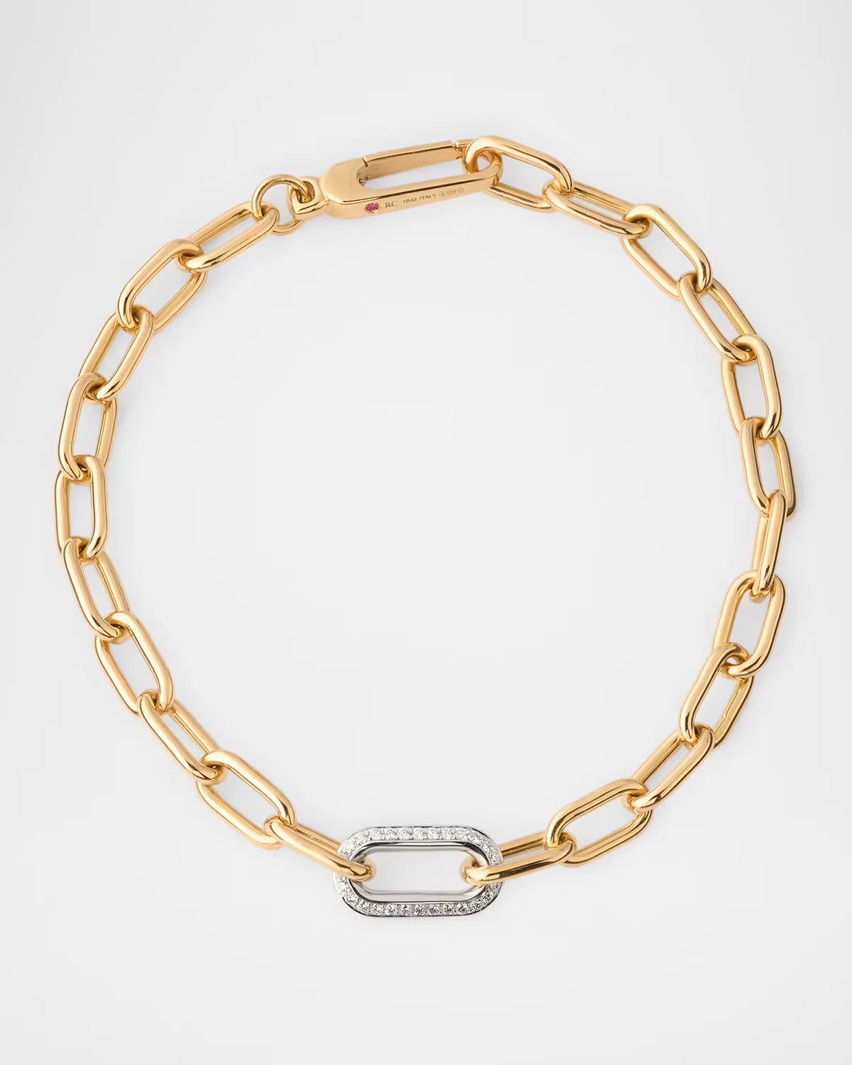18K Gold Chain Bracelet with Diamond Link by Roberto Coin