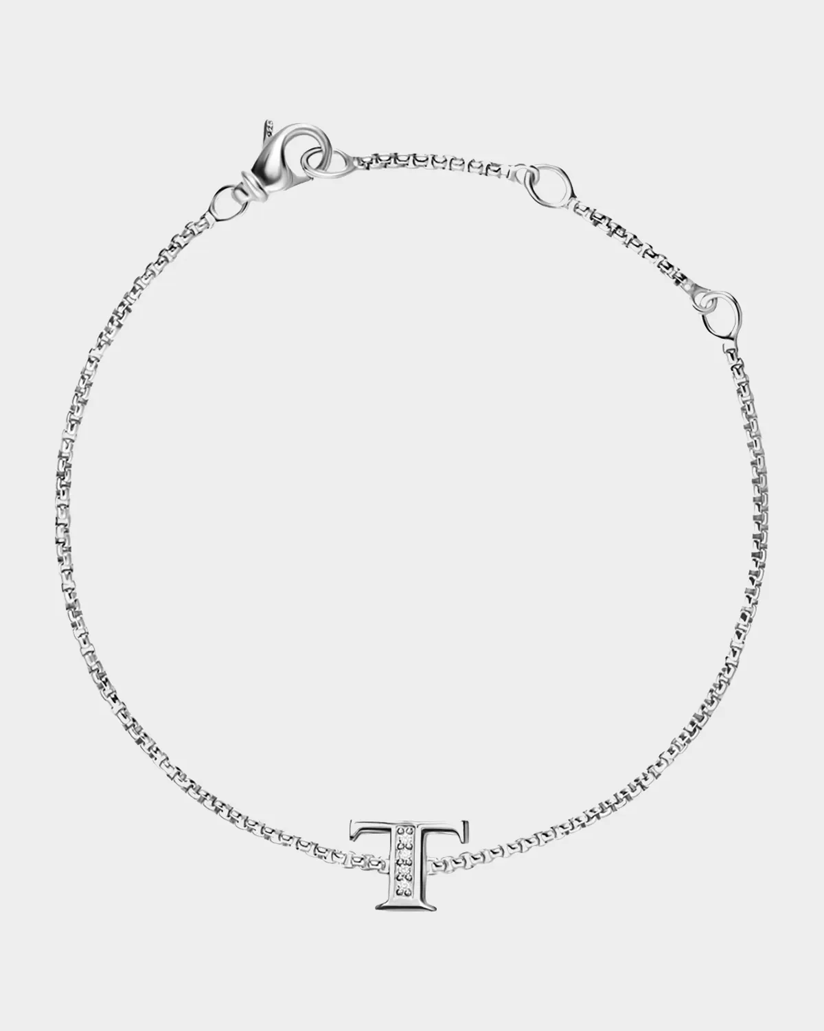 Petite Initial Chain Bracelet with Diamonds in Silver, T by David Yurman