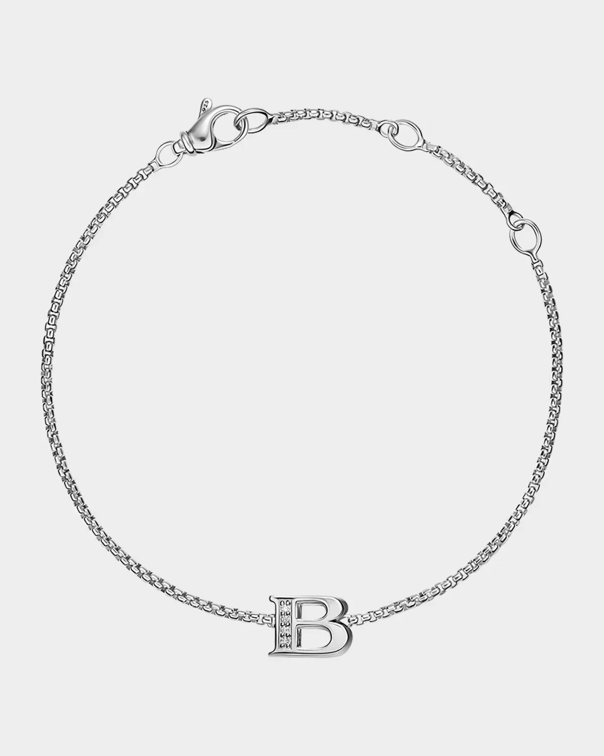 Petite Initial Chain Bracelet with Diamonds in Silver, B by David Yurman