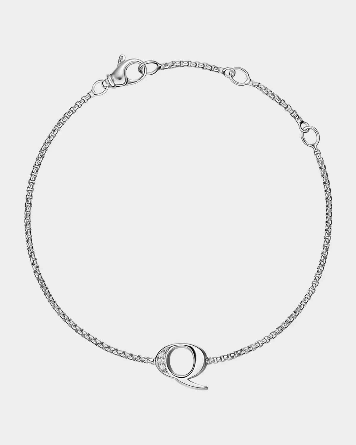 Petite Initial Chain Bracelet with Diamonds in Silver, Q by David Yurman