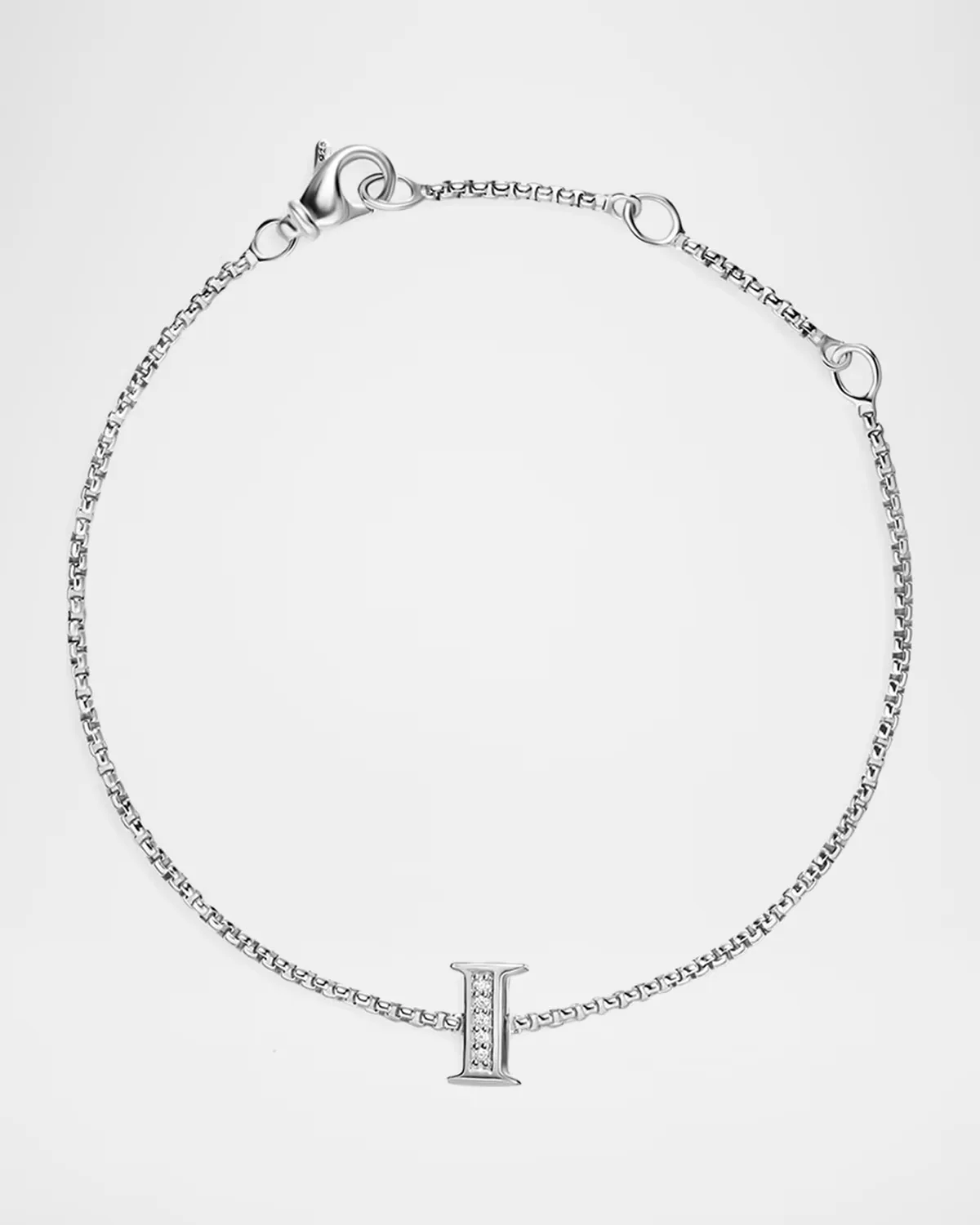 Petite Initial Chain Bracelet with Diamonds in Silver, I by David Yurman