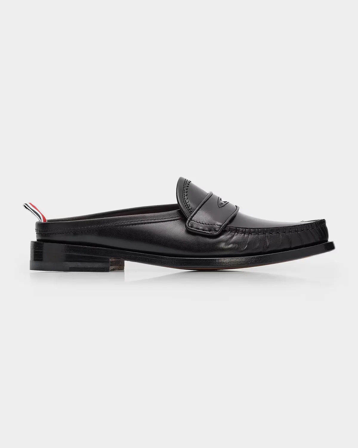 Varsity Leather Loafer Mules by Thom Browne