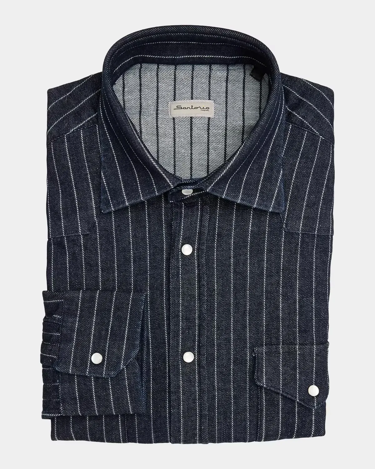 Texas Denim Stripe Western Shirt by Sartorio