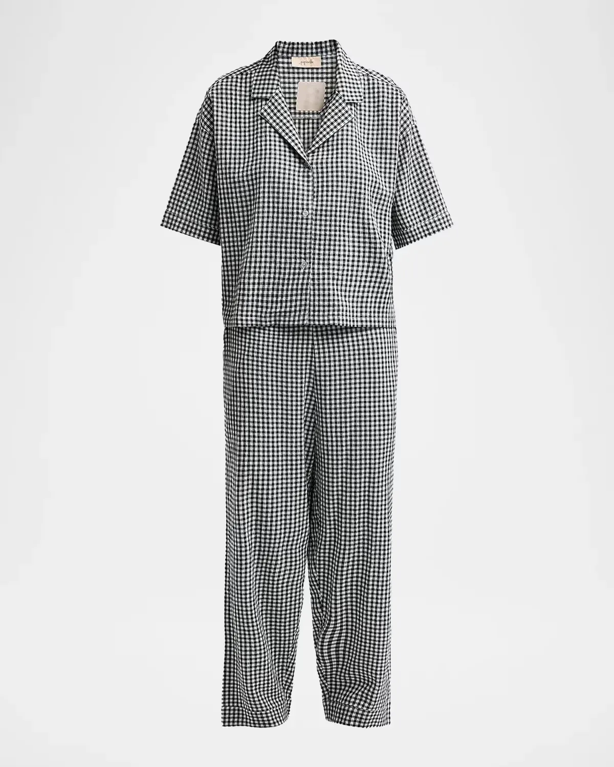 Gingham Seersucker Cotton-Blend Pajamas by Papinelle