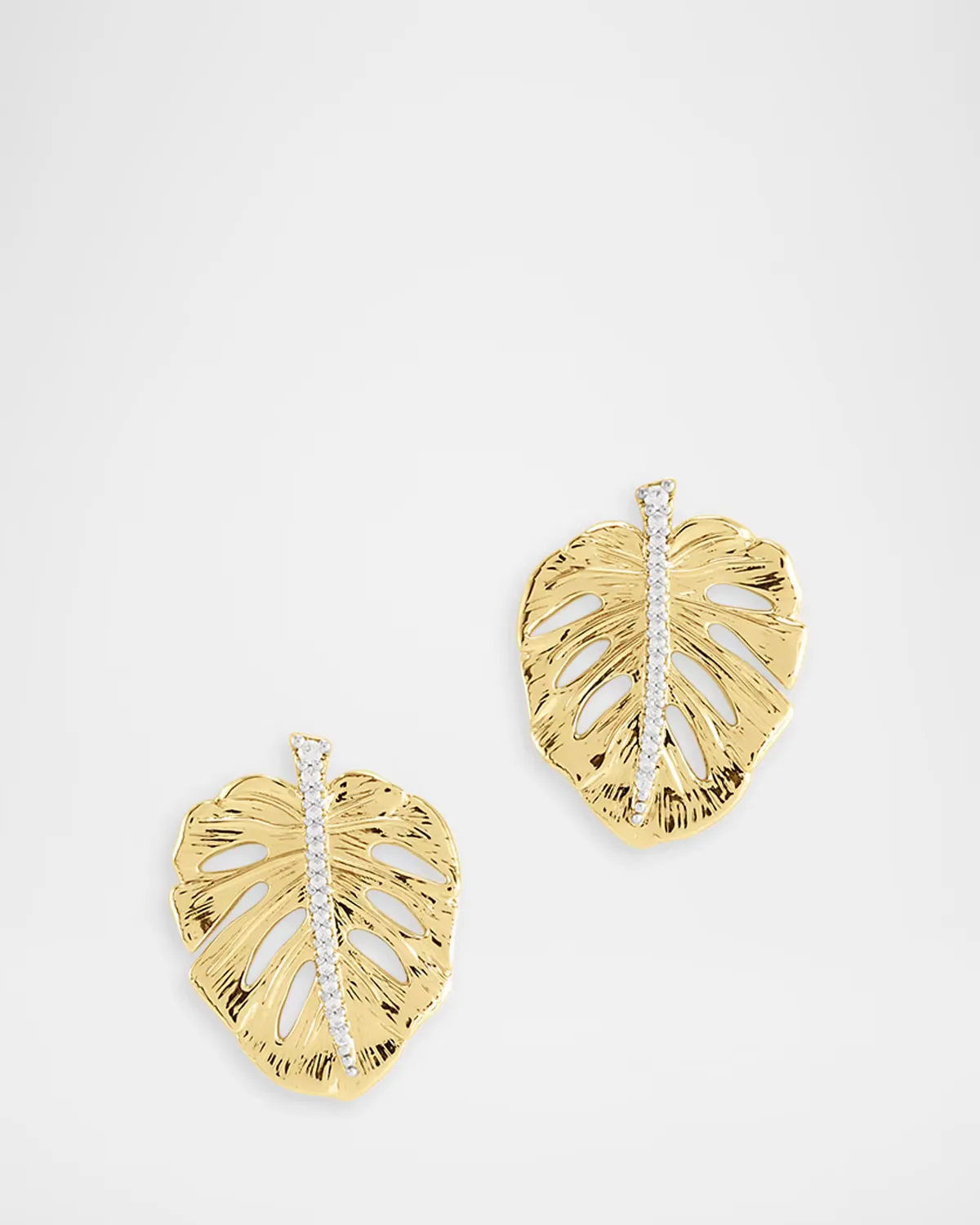 Palm 18K-Gold-Plated Cubic Zirconia Stud Earrings by Anabel Aram Jewelry