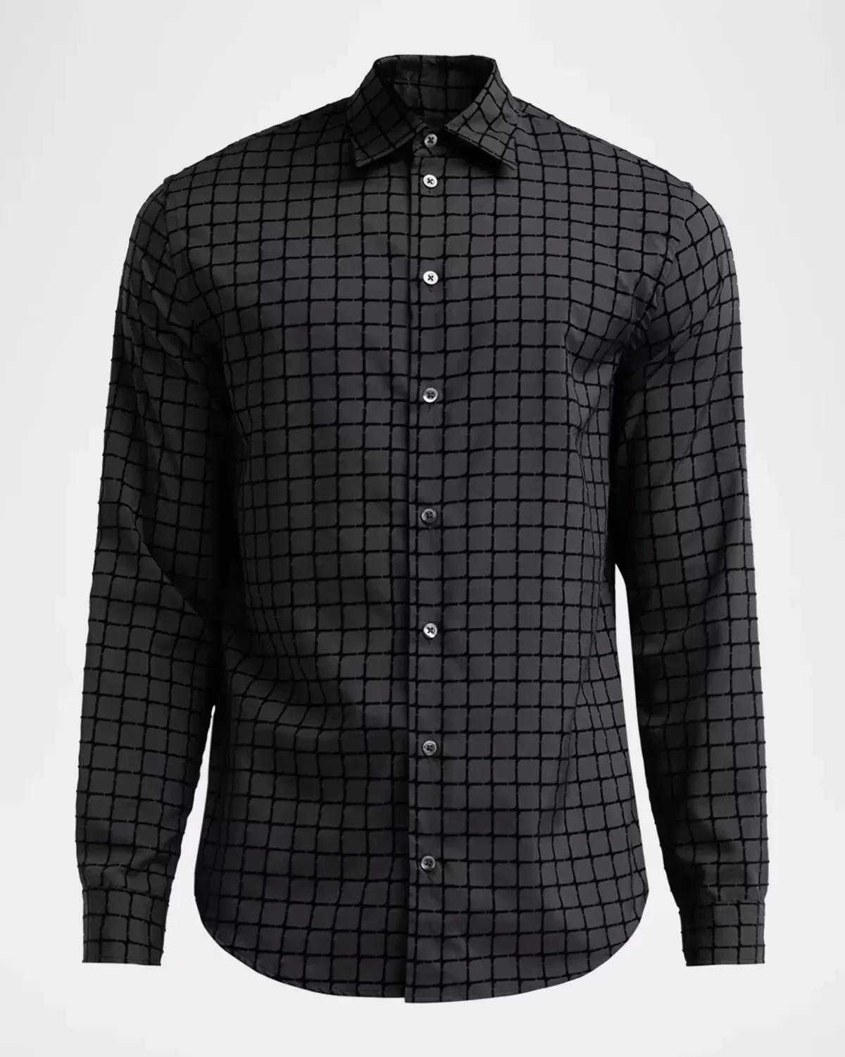 Flocked Micro Box Sport Shirt by Armani