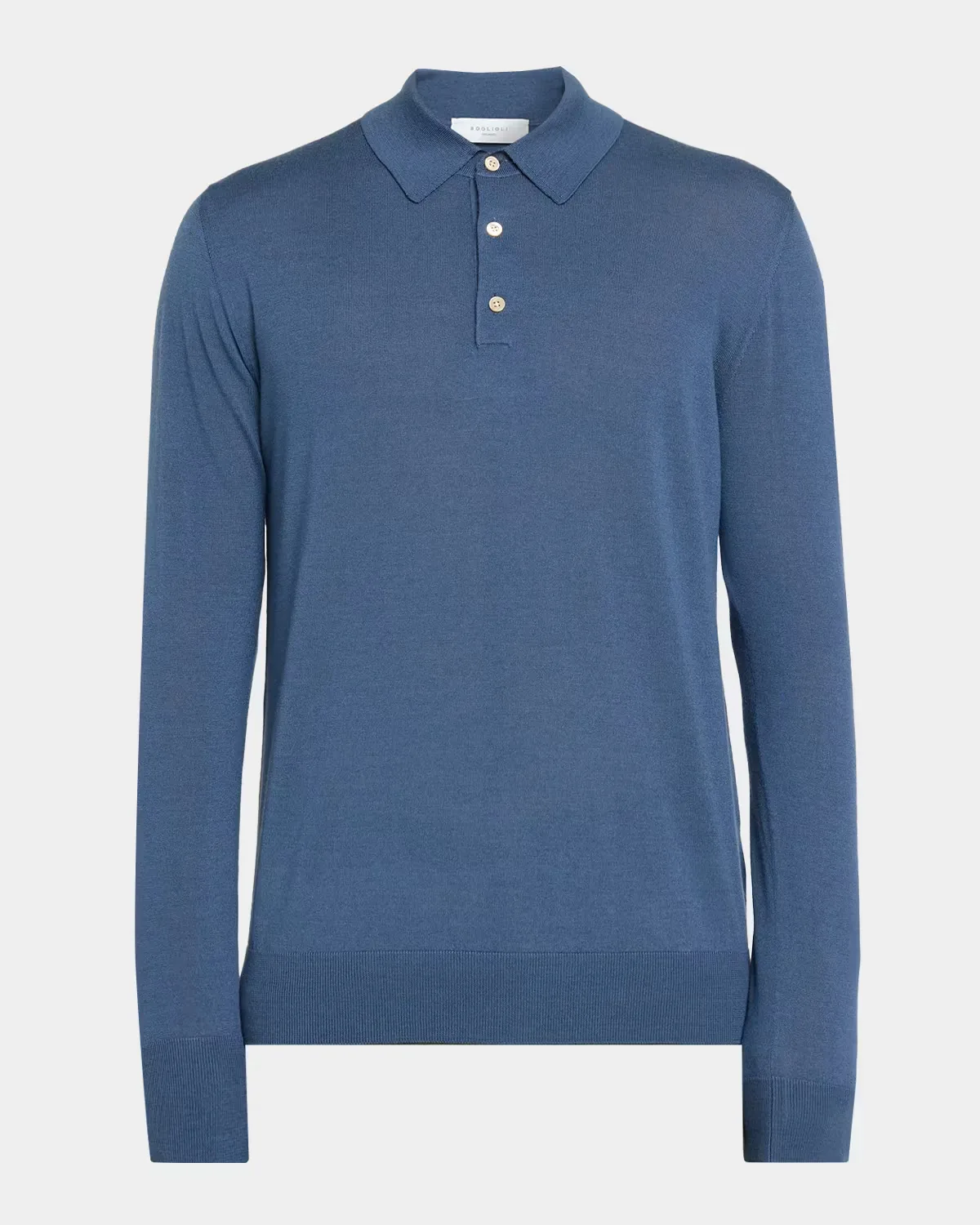 Wool Knit Long-Sleeve Polo Shirt by Boglioli