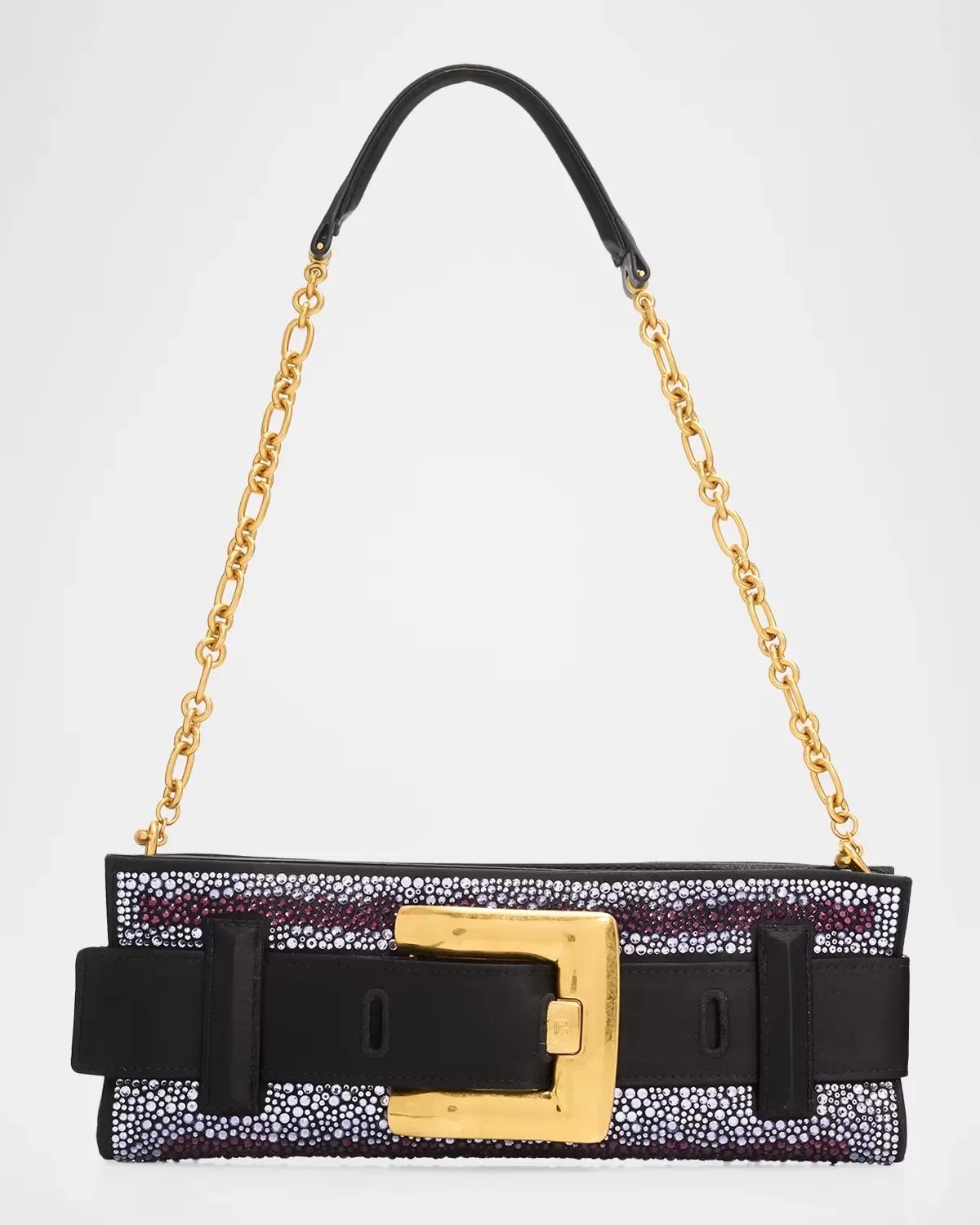 Anthem Buckle Clutch Bag in Rhinestone Leather by Balmain