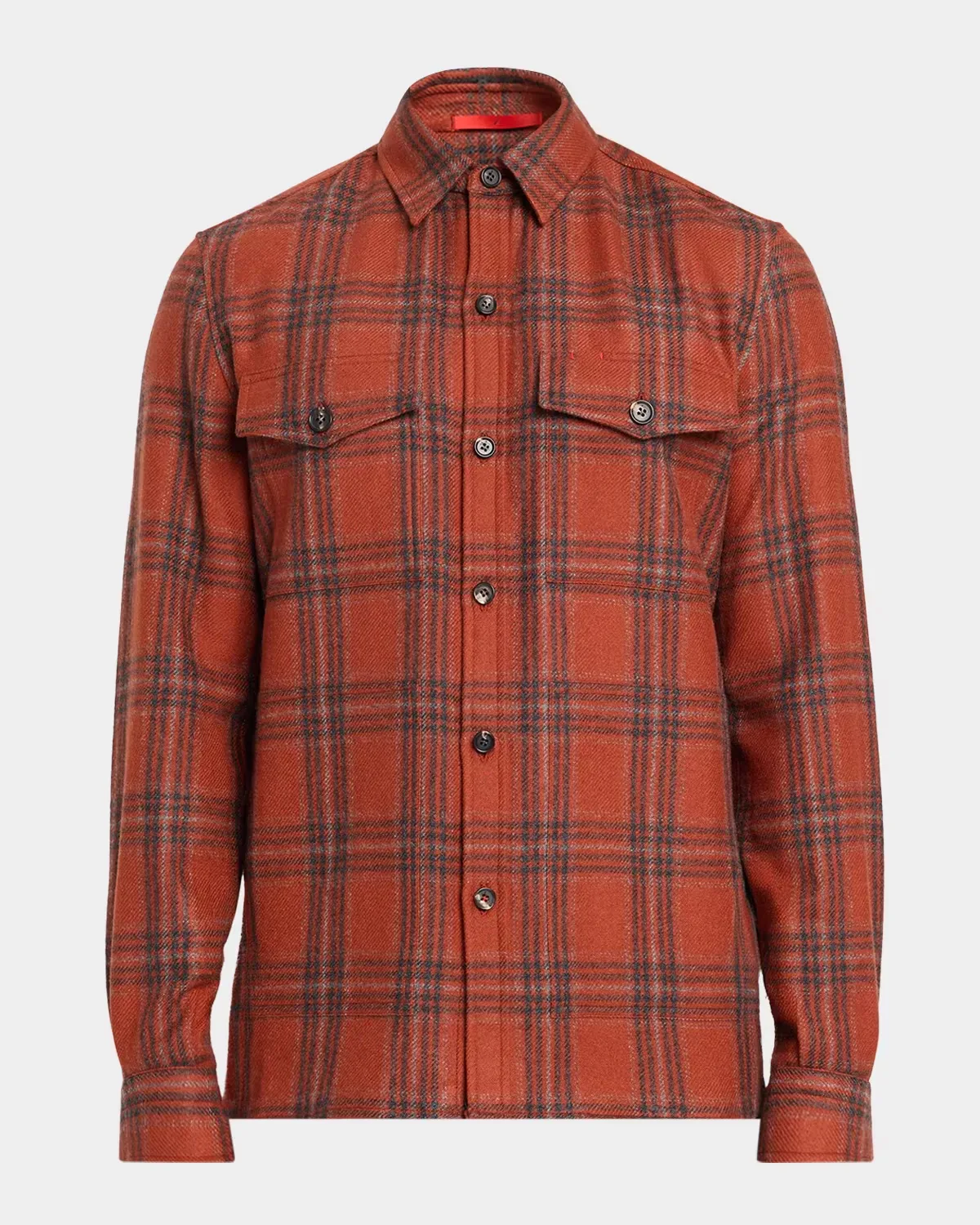 Wool Plaid Overshirt by Isaia