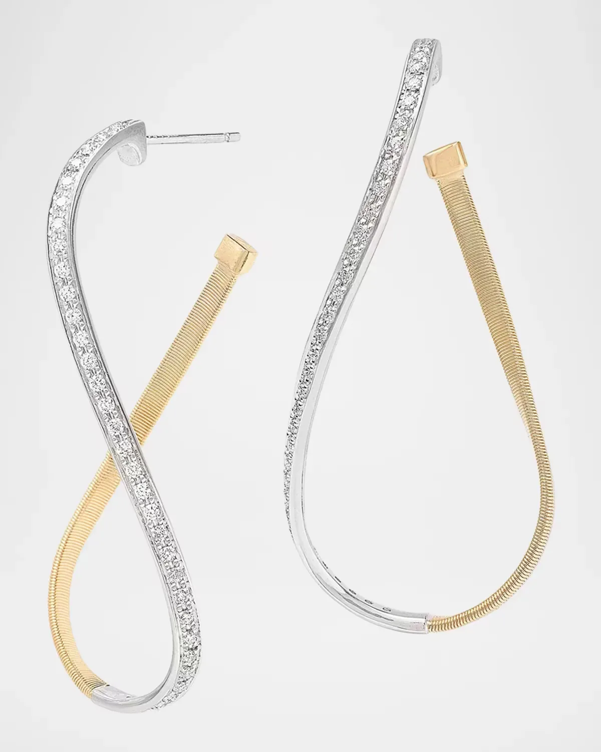 Marrakech Two-Tone 18K Gold & 0.53 TCW Diamond Large Twist Drop Earrings by Marco Bicego