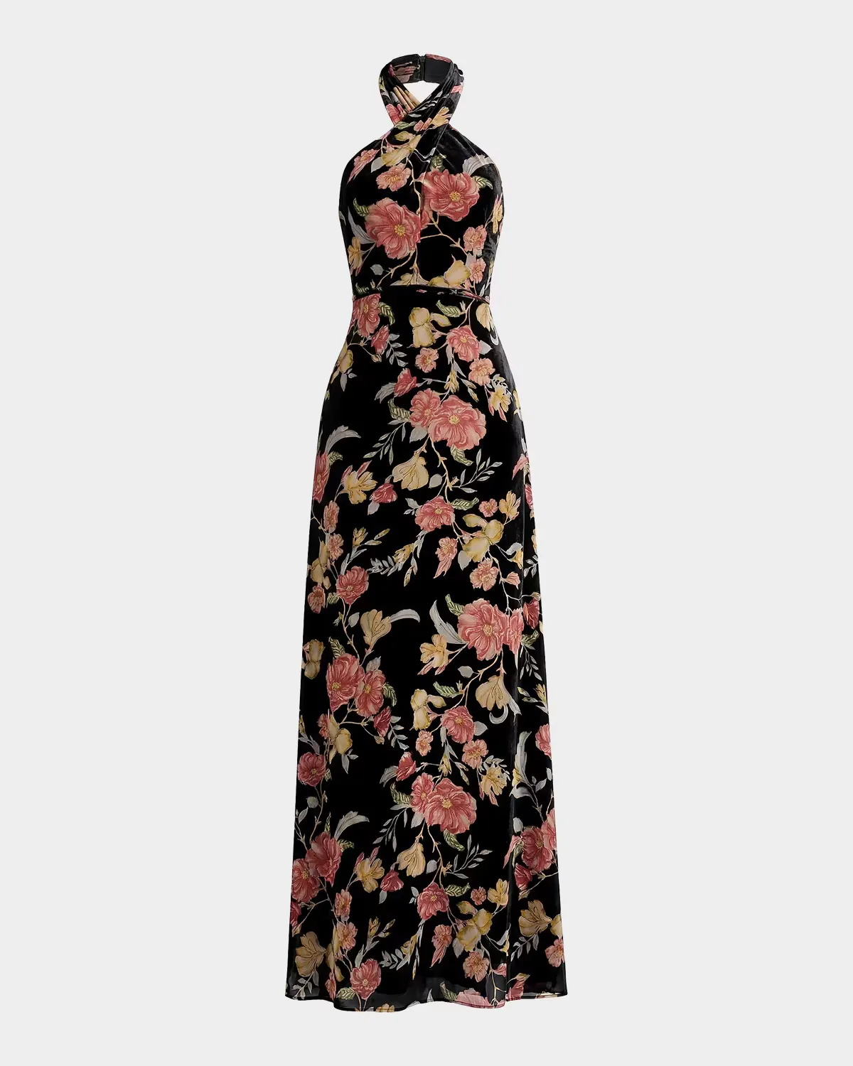 Brighton Velvet Floral Halter Maxi Dress by Dress the Population