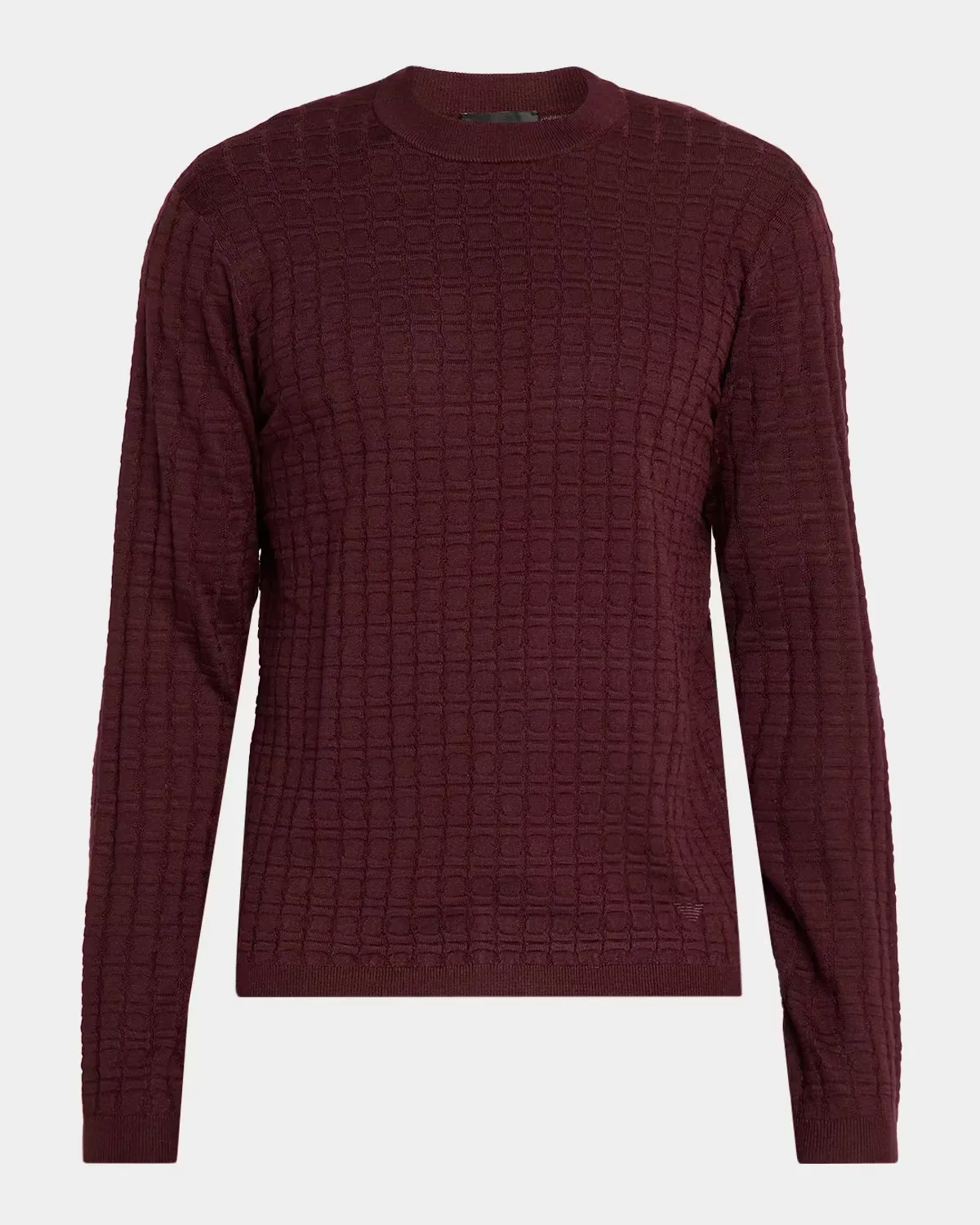 Geometric-Textured Crewneck Sweater by Armani