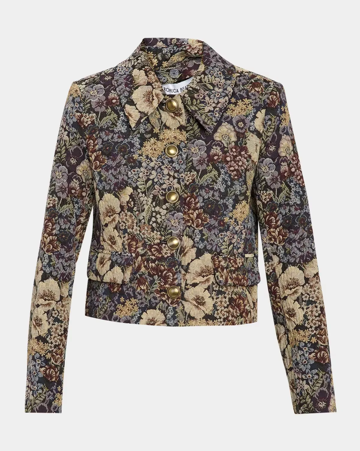 Mabel Floral Tapestry Brocade Cropped Jacket by Veronica Beard