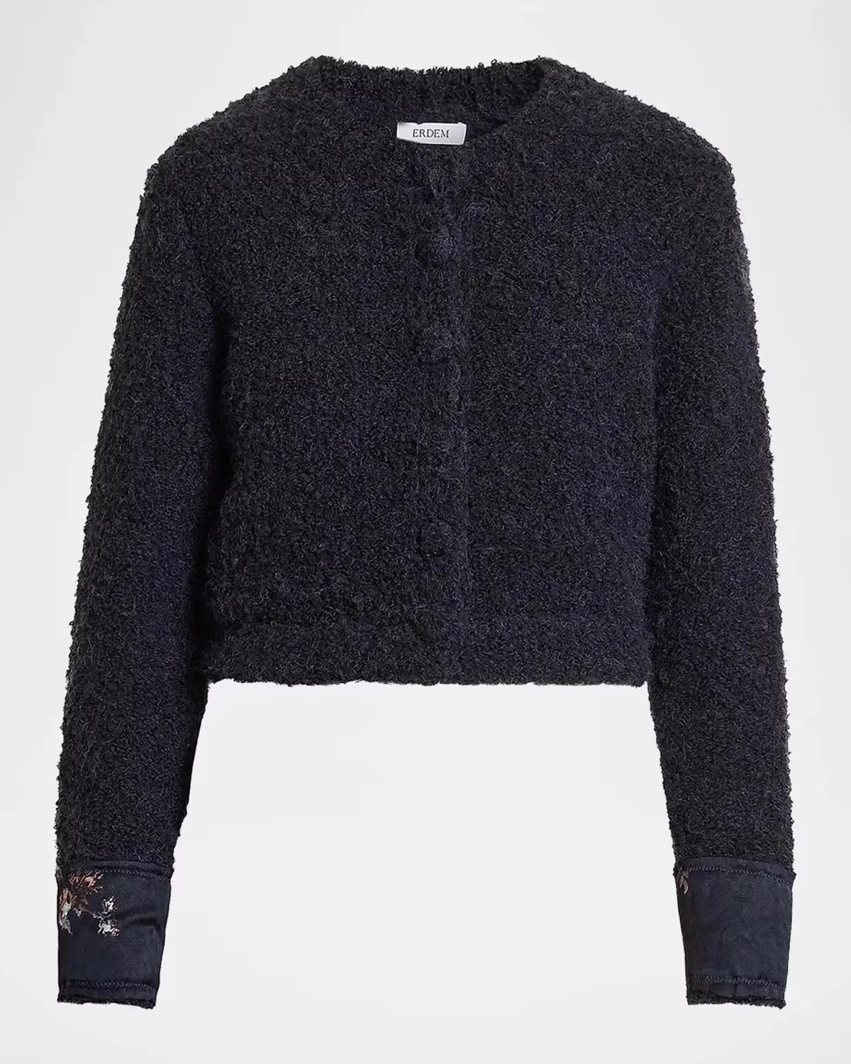 Boucl Wool-Alpaca-Blend Crewneck Cardigan by Erdem