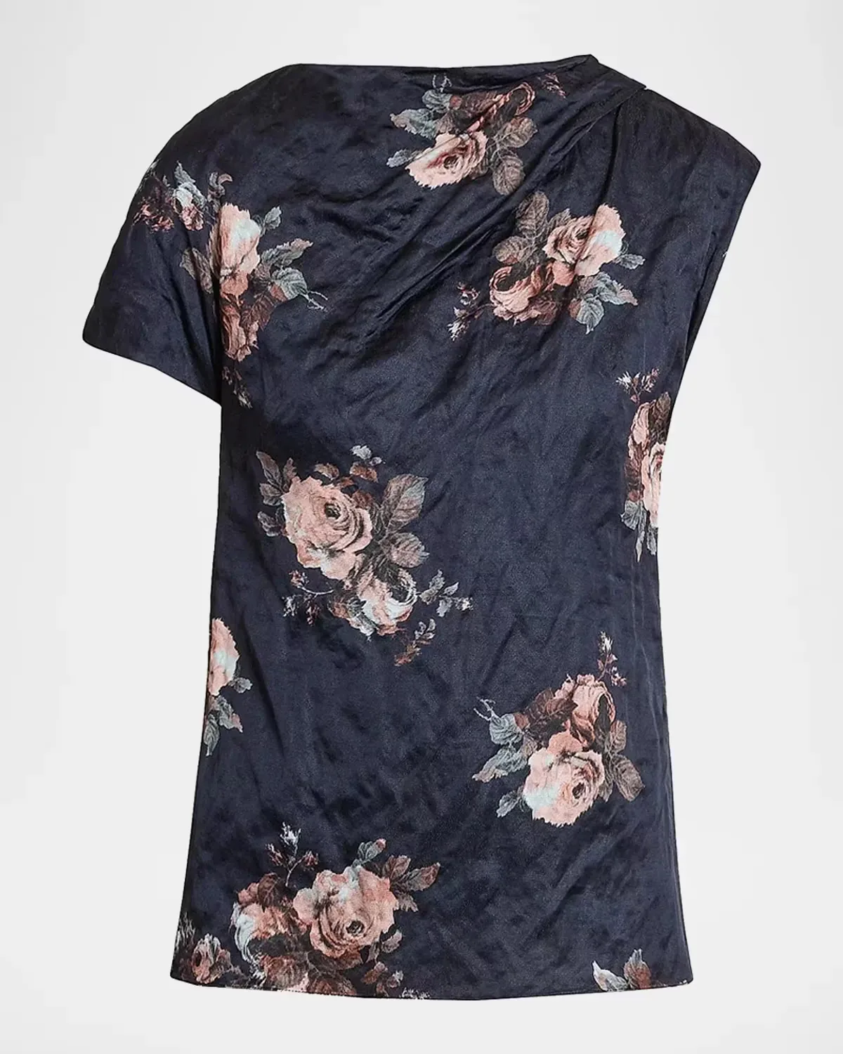 Draped Floral Crushed Satin Top by Erdem