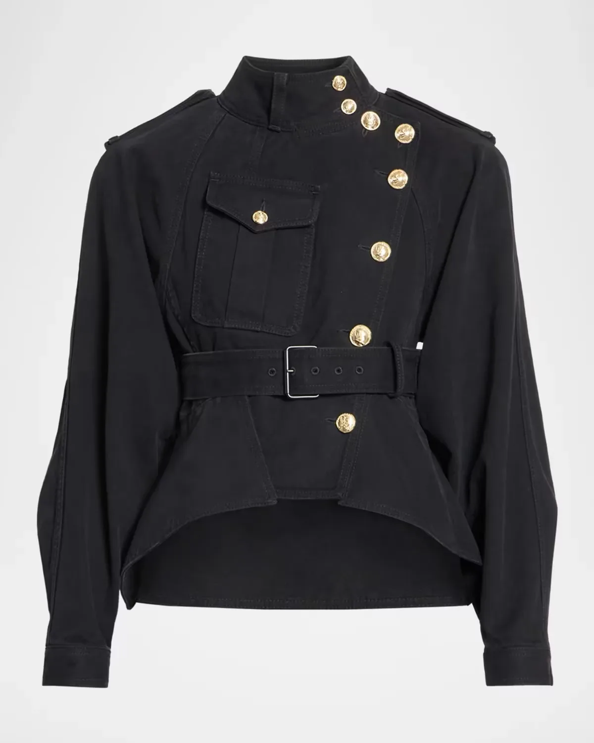 Belted Fitted Denim Pilot Jacket by Balmain