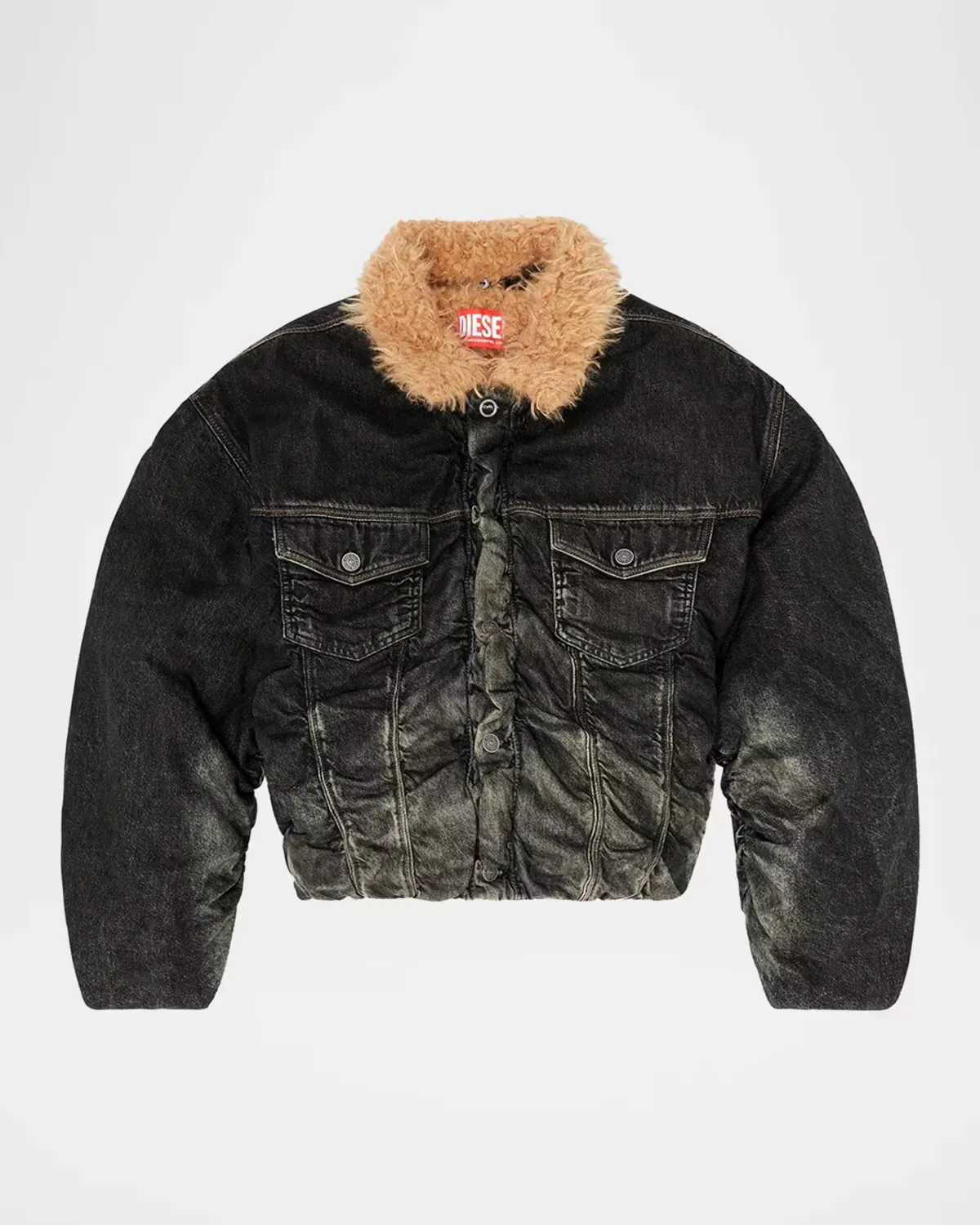 Curly Faux-Fur Collar Denim Jacket by Diesel