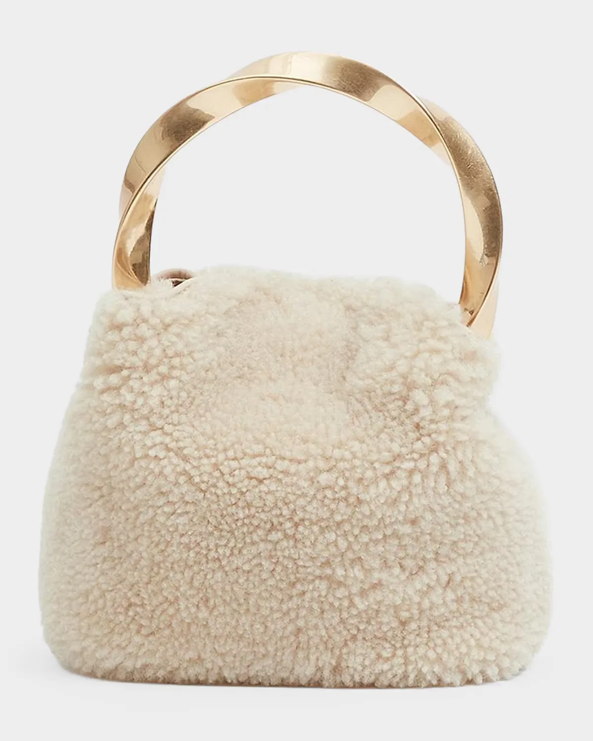 Nixi Twist-Handle Shearling Bucket Bag by SIMKHAI