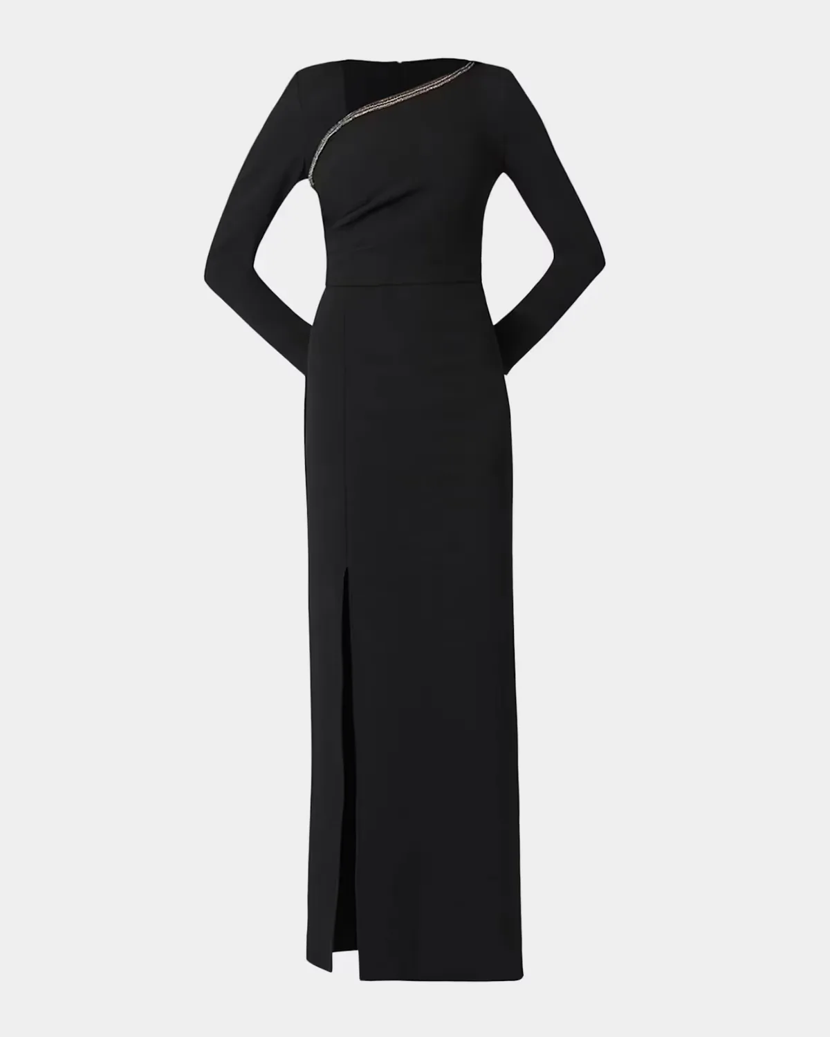 Macrae Crystal-Trim Crepe Column Gown by Shoshanna
