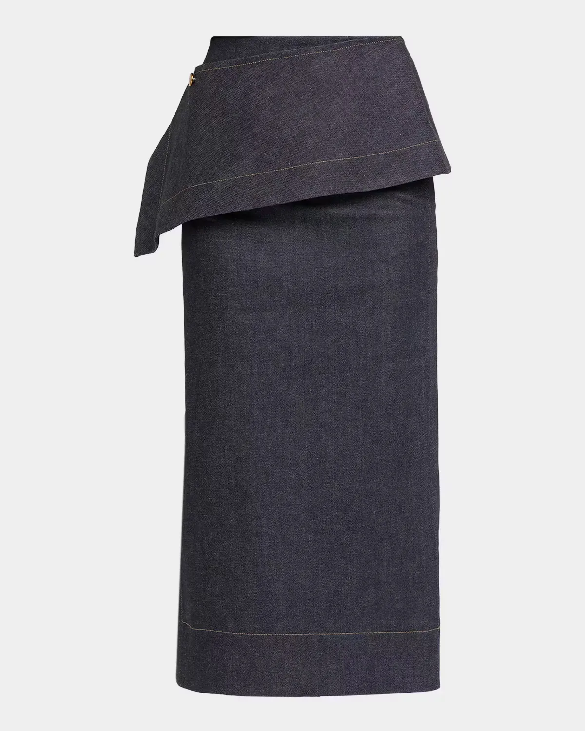 Eloise Denim Asymmetric Peplum Midi Skirt by Amir Taghi