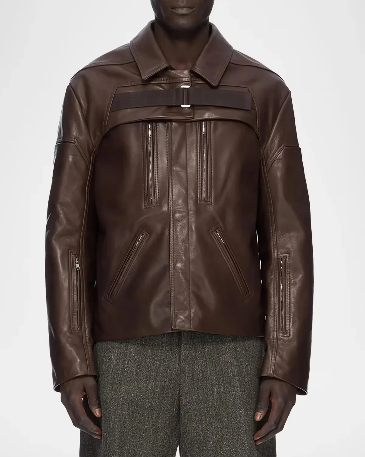 Leather Fitted Jacket by Rick Owens