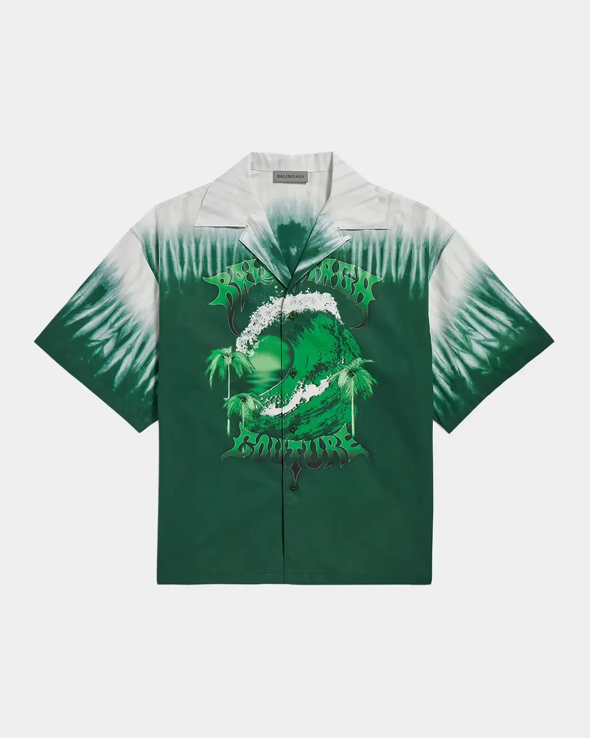 Poplin Tie-Dye Logo Short-Sleeve Shirt by Balenciaga