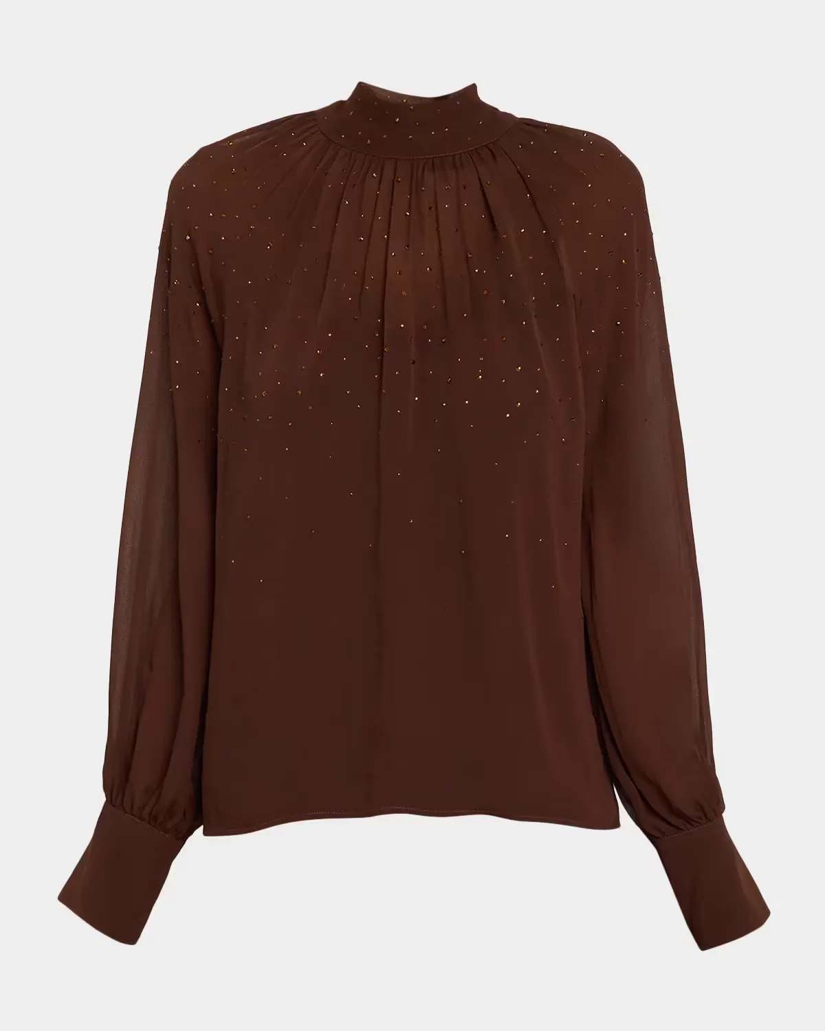 Noor Crystal-Embellished Chiffon Mock-Neck Blouse by Generation Love