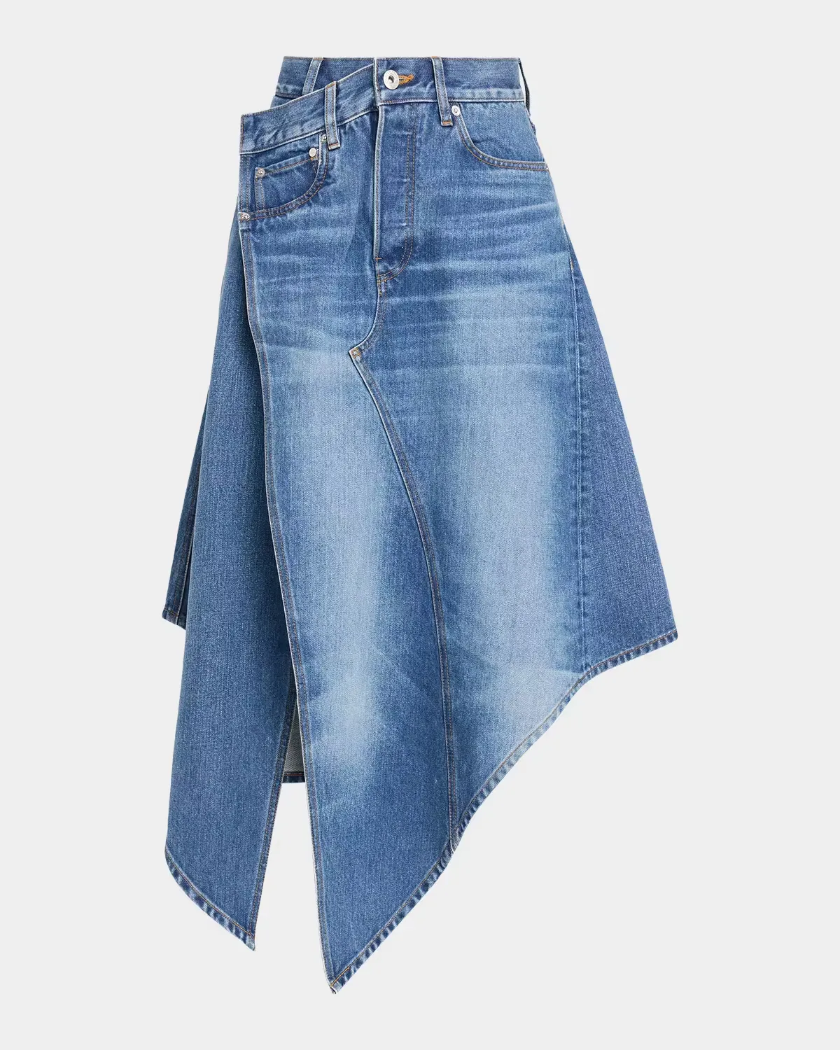 Drop Front Asymmetric Denim Skirt by JW Anderson