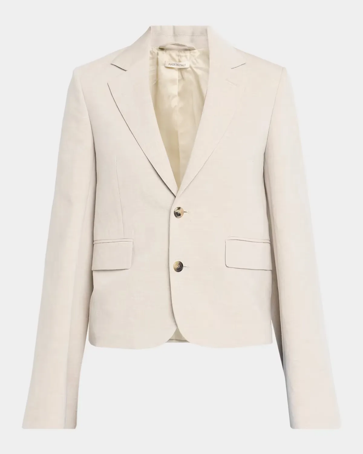 Weighted Sleeve Linen-Blend Blazer Jacket