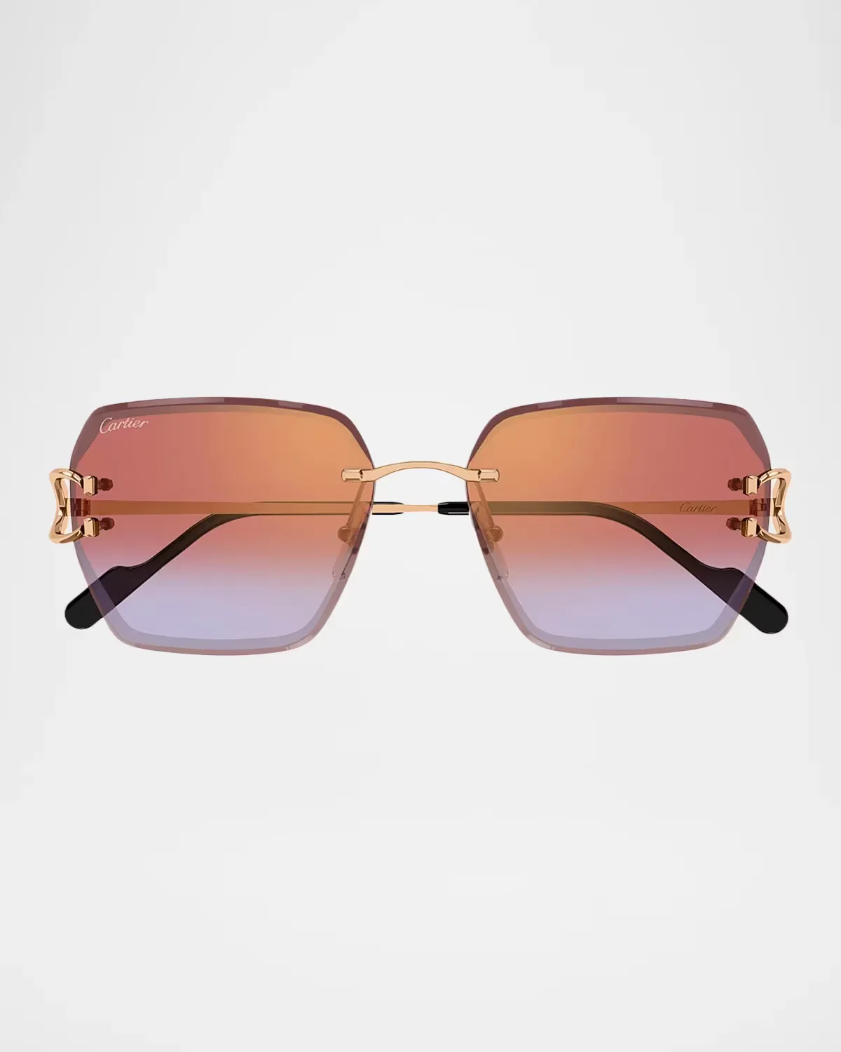 Motifs De Cartier 58MM Platinum-Plated Butterfly Sunglasses