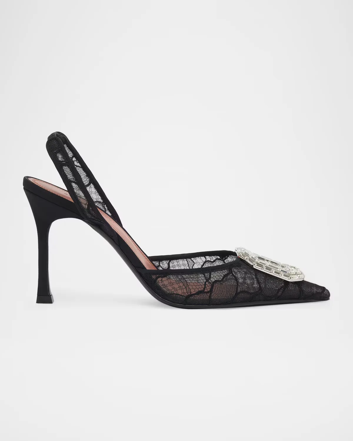 Camelia Lace Crystal Slingback Pumps