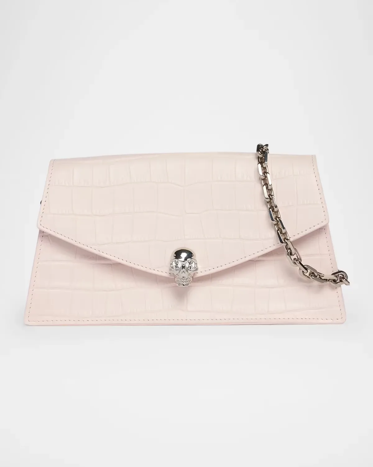 Skull Mini Croc-Embossed Leather Shoulder Bag by McQueen