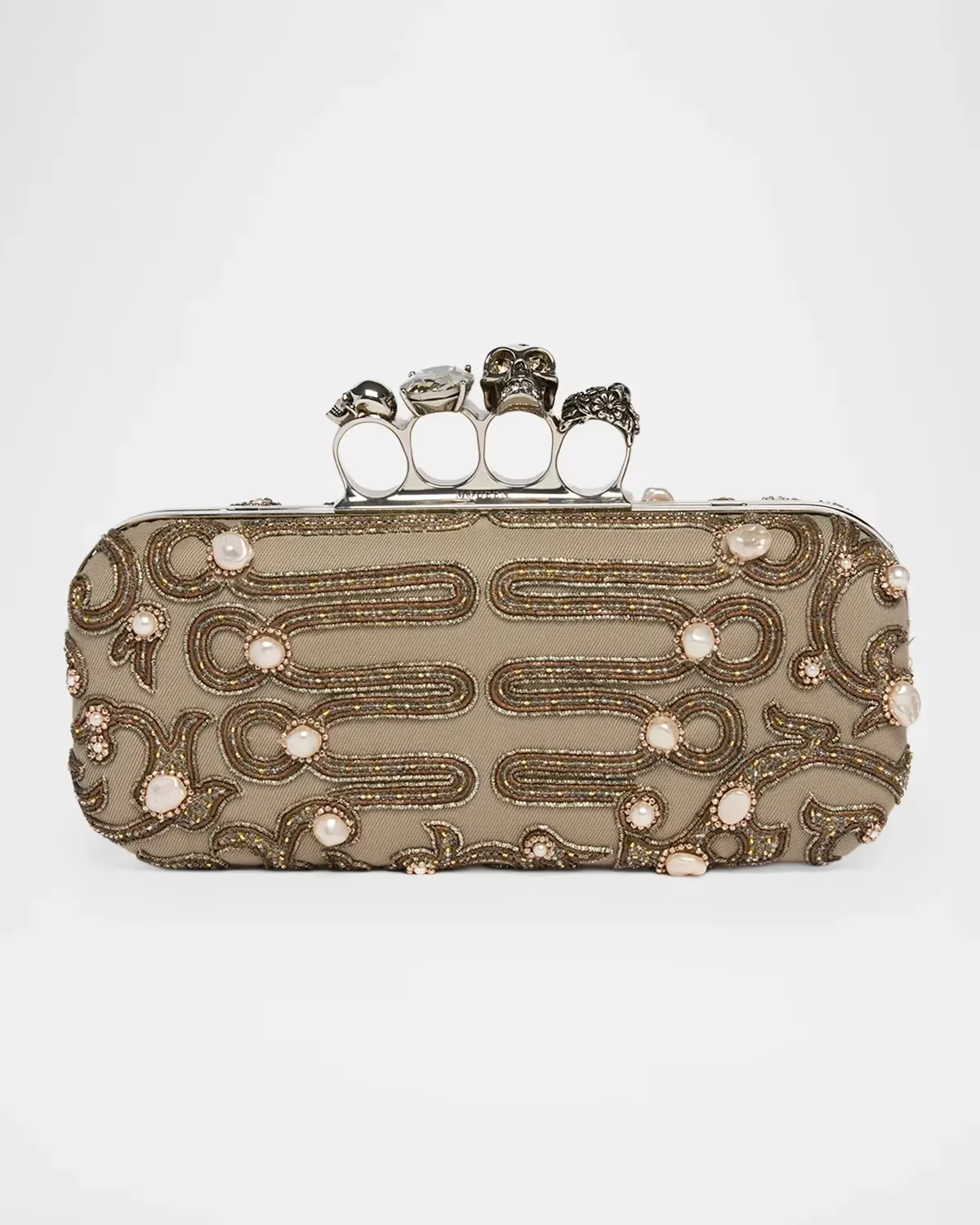 Long Embroidered Knuckle Clutch Bag by McQueen