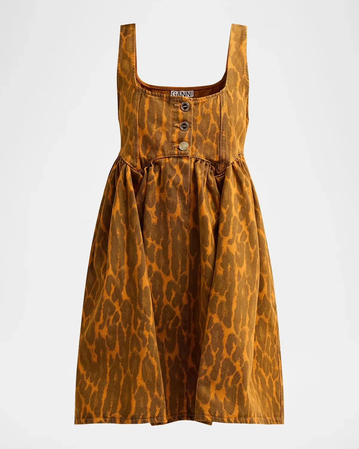 Print Denim Bubble Mini Dress by GANNI