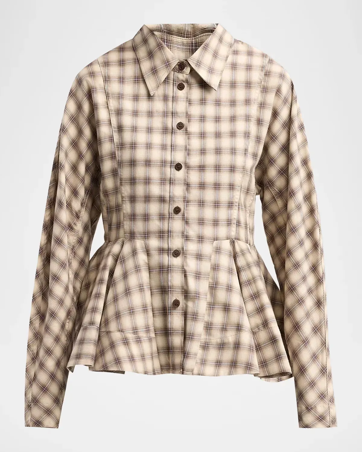 Check Flannel Peplum Shirt by GANNI