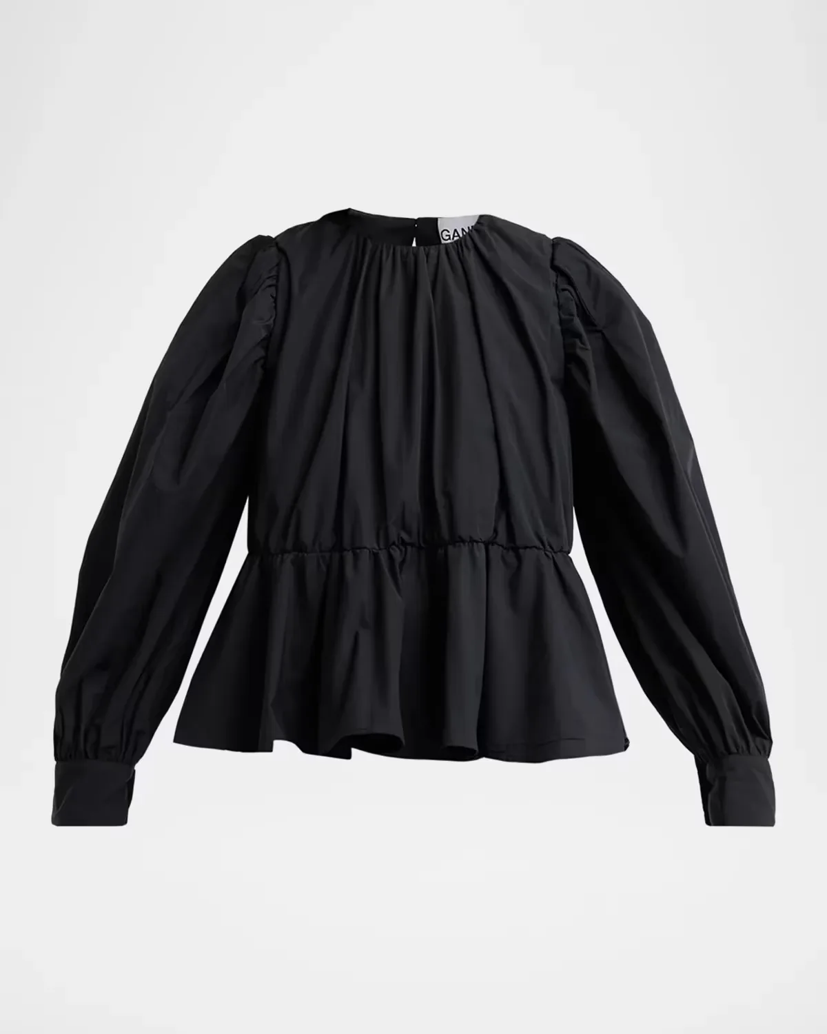 Compact Poplin Gathered Peplum Blouse by GANNI