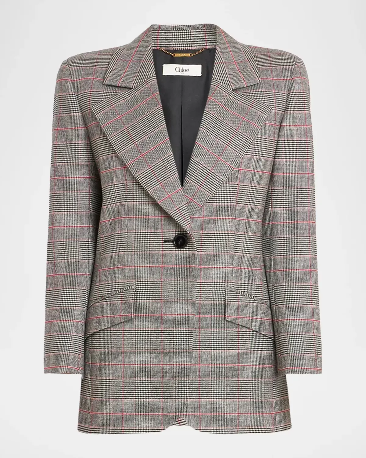 Glen Check Wool-Blend Jacket by Chloé