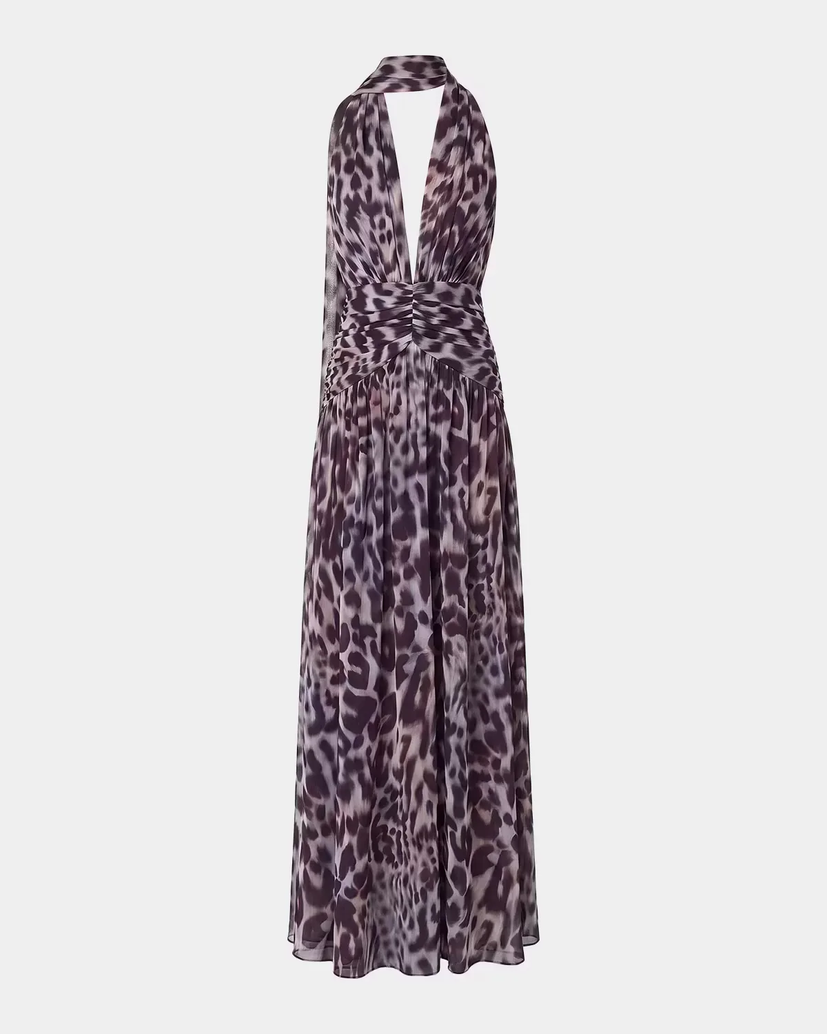 Arella Plunging Leopard-Print Maxi Dress