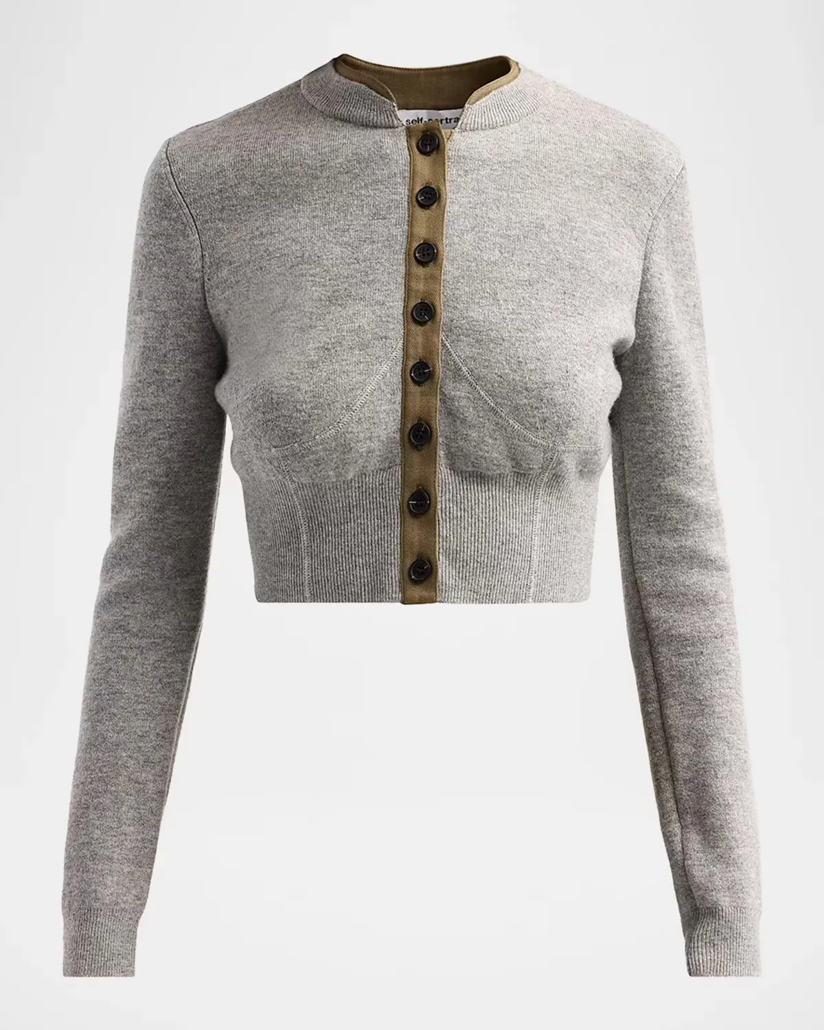 Contrast Placket Cardigan by Self Portrait