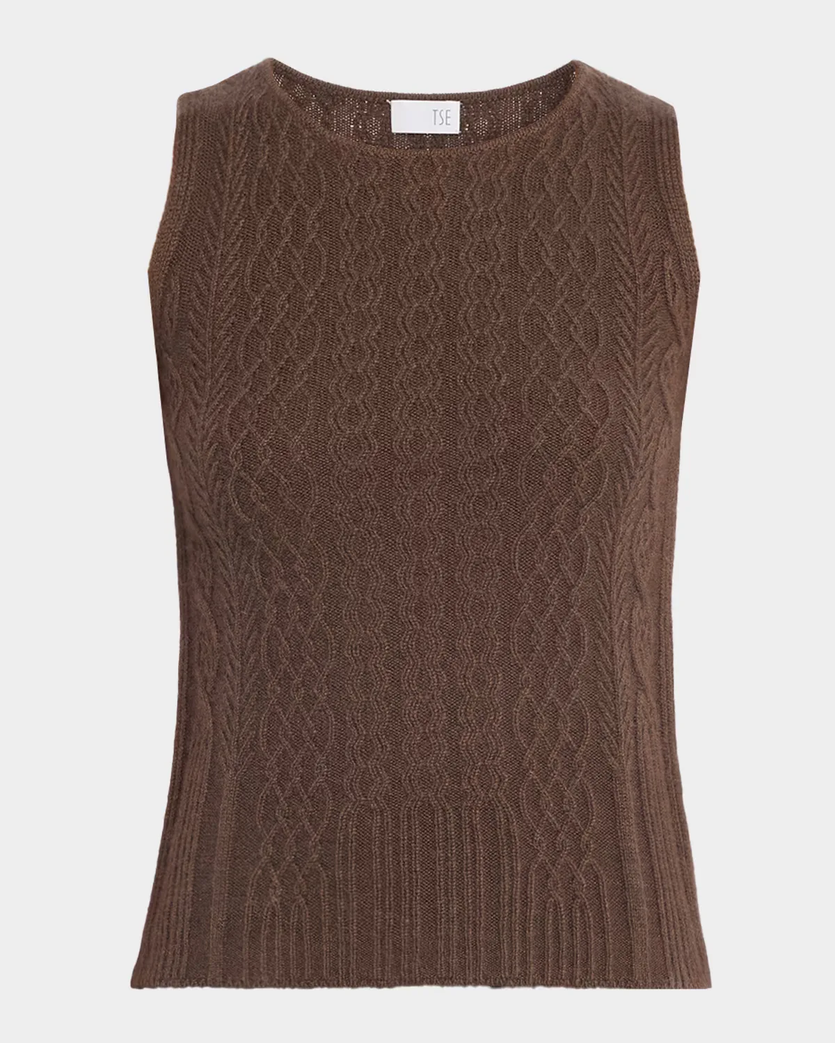 Cashmere Cable-Knit Sweater Tank by TSE