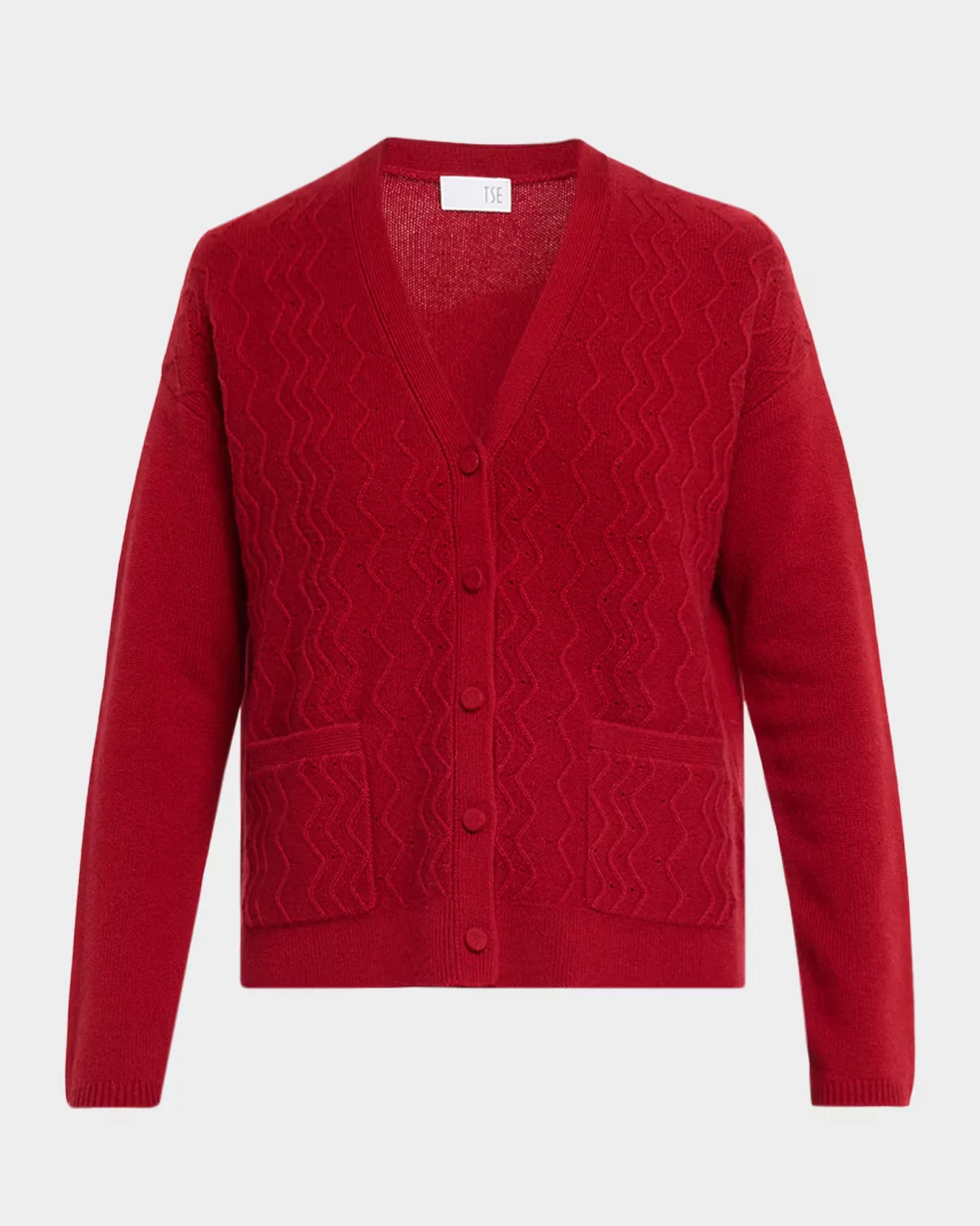 Cashmere Textured Button-Front Cardigan by TSE