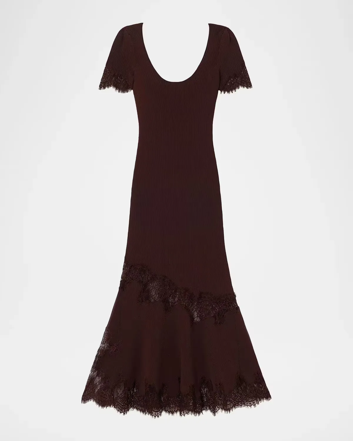 Lace-Trim Rib-Knit Midi Dress by Self Portrait