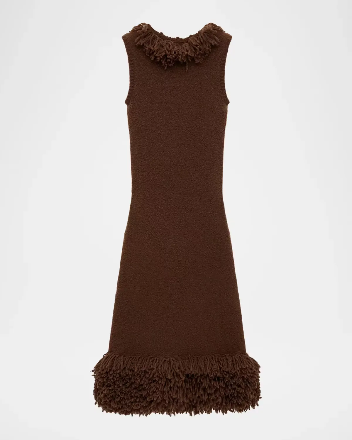 Fringe Knit Crewneck Maxi Dress by LOEWE