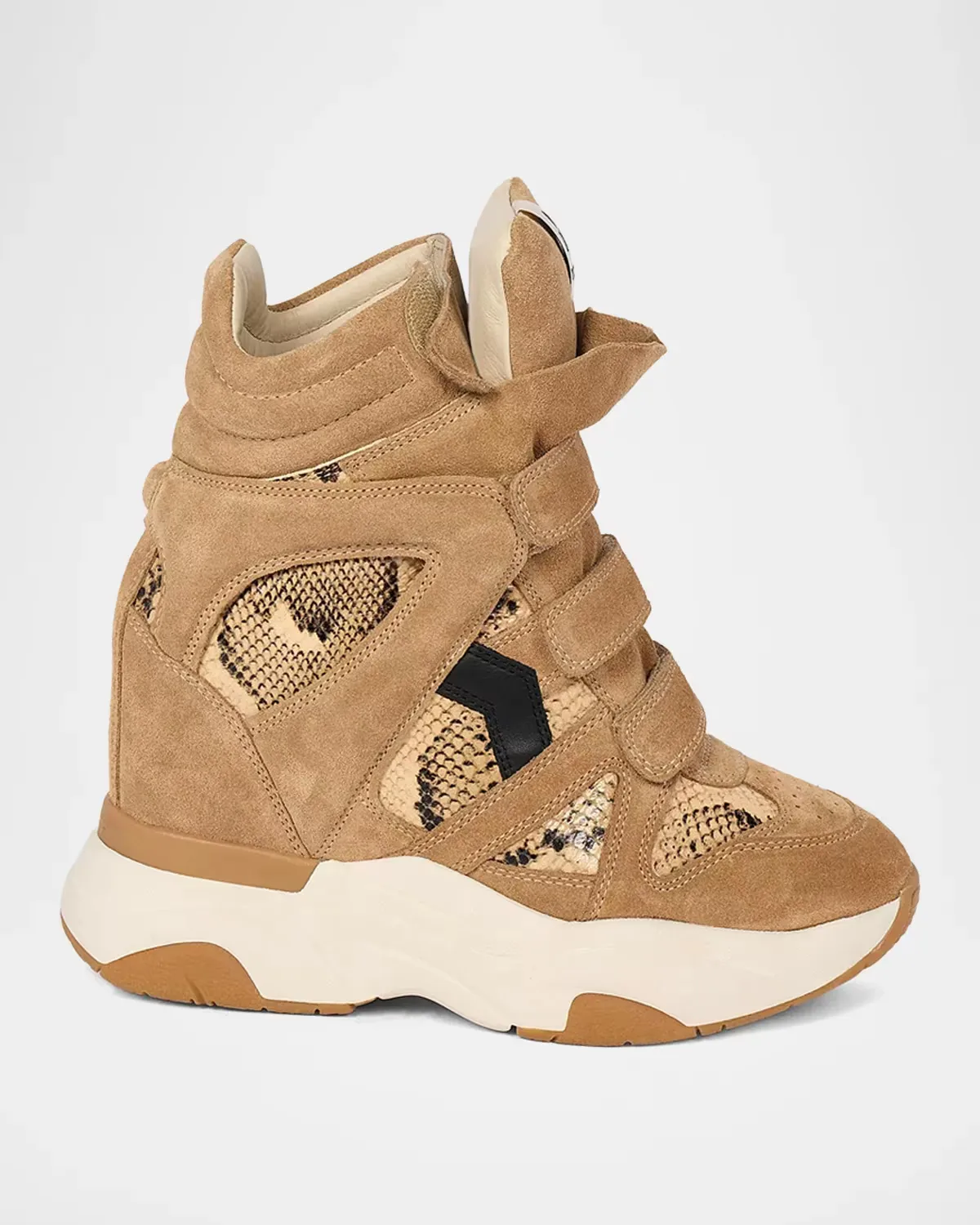 Bekett Ring 50MM Suede & Snake-Embossed Leather High-Top Sneakers by Étoile Isabel Marant