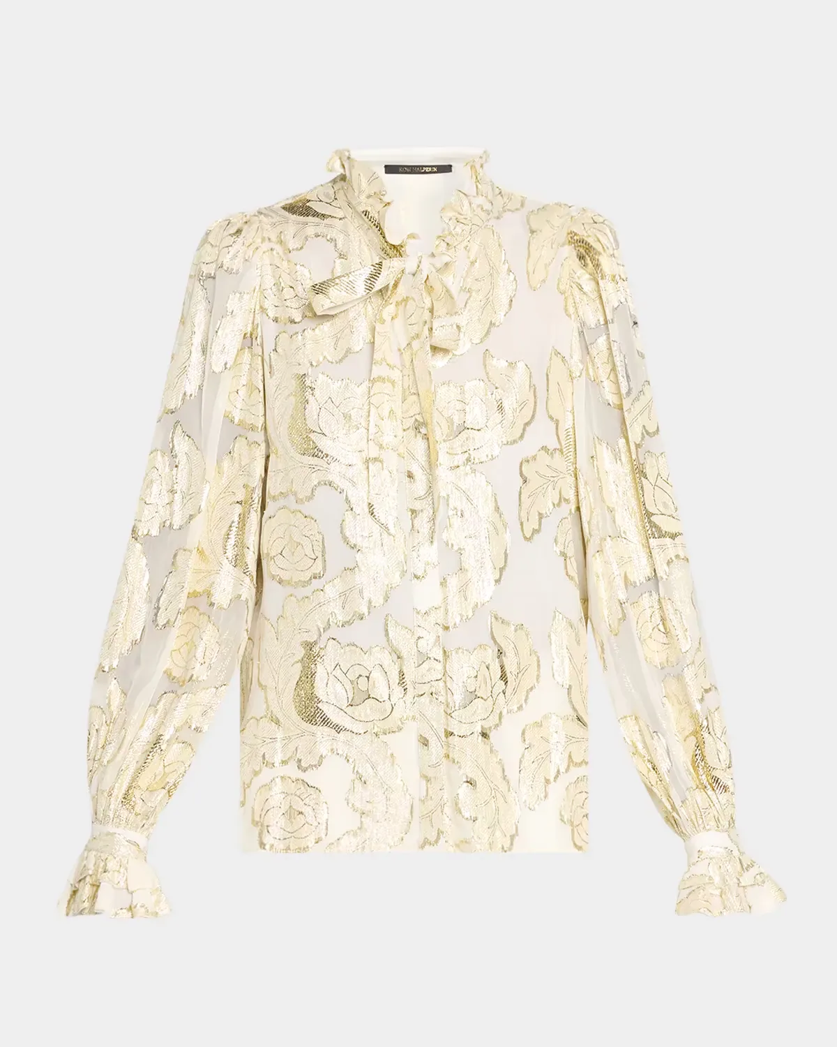 Niosha Ruffle-Trim Metallic Burnout Blouse by Kobi Halperin